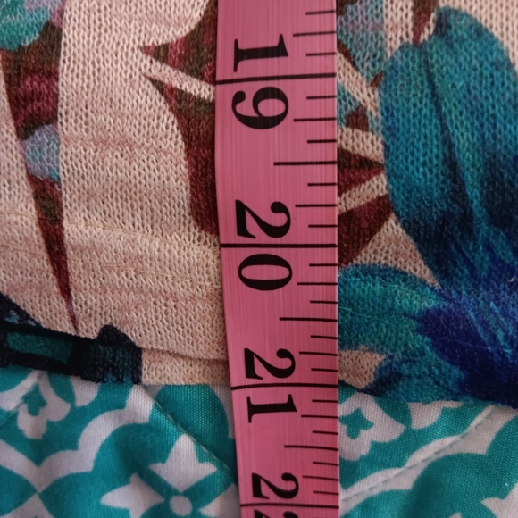 Unbranded~Blue & Brown Floral Butterfly Top Bat Wing Sleeves Feather Beaded Tie - Picture 11 of 15